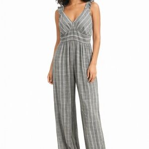 Brand Blush Gray Striped Women's Jumpsuit amazing material! Size SM